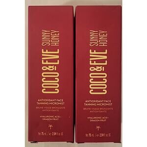 Coco & Eve Sunny Honey Face Tanning Micromist 2‑Pack – 75mL Each – NEW